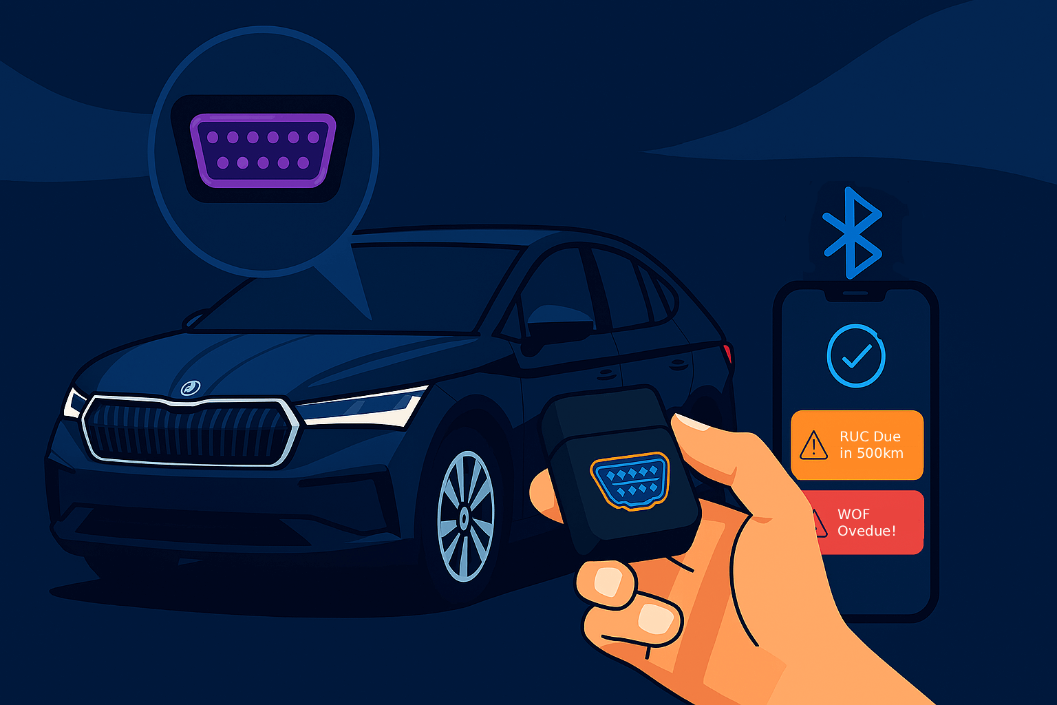A connected car sharing data with the My Vehicle Assistant app